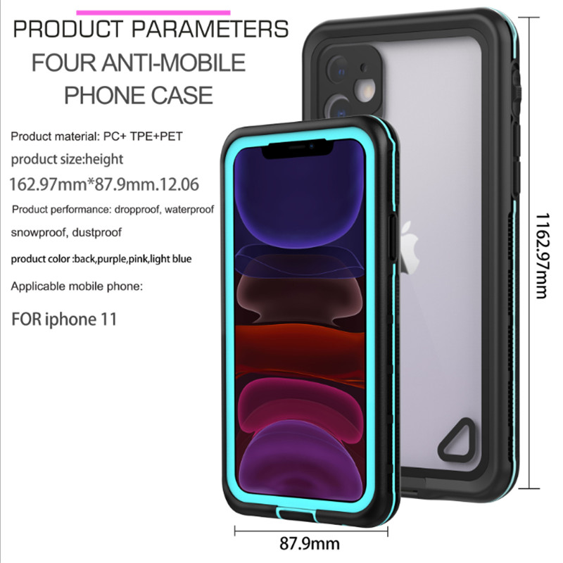 최고의 방수 iphone11 휴대폰 저렴한 아이폰11 구명코트, 투명 뒤덮인 아이폰 방수 puch(파란)