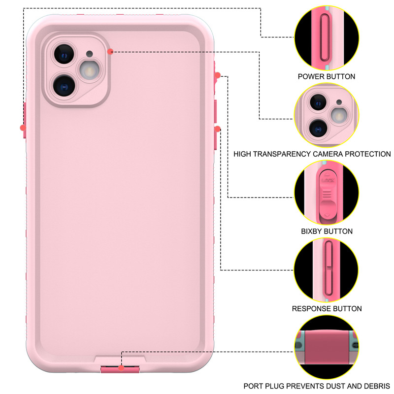 방수 케이스 방수 iphone 케이스 아이폰 11의 베스트 방수 케이스(핑크), 순색 뒤덮개