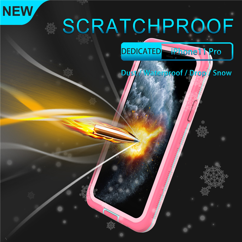 iPhone 11 Pro 방수 케이스 Wterproof 전화 지갑 iPhone 11 Pro (Pink)를위한 최고의 방수 Puch 투명 뒷면 커버