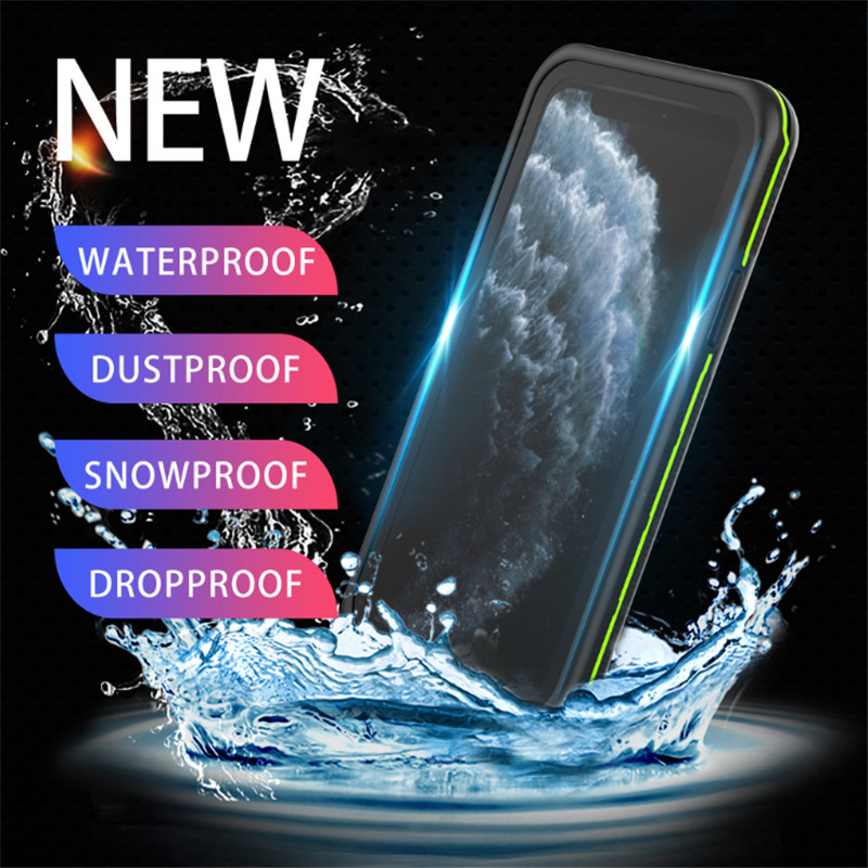 투명한 뒤 표지를 가진 수영 물 iphone 11 직업적인 최대 상자 lifeproof 전화 (검정)를위한 방수 전화 상자