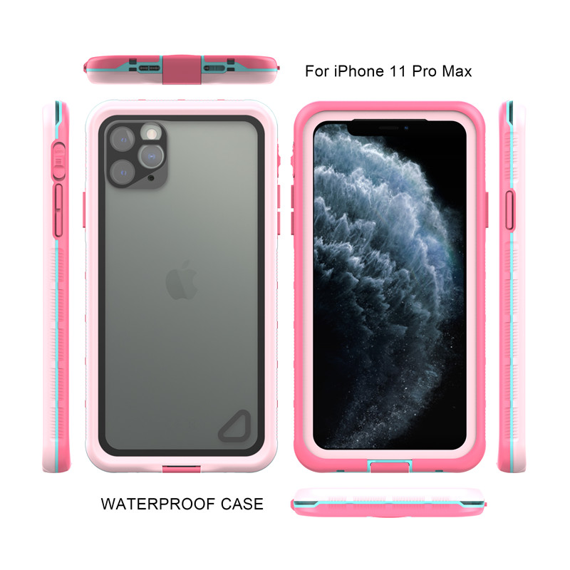 방수 케이스 파우치 방진 iPhone 11 Pro Max Case 드라이 케이스 방수 휴대 전화 케이스 (핑크), 투명 백 커버 첨부