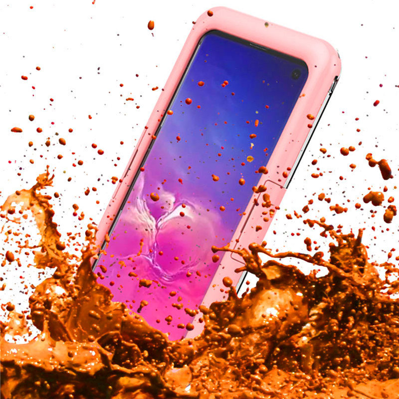 삼성 S10에 대한 새로운 저렴한 방수 전화 케이스 (핑크)