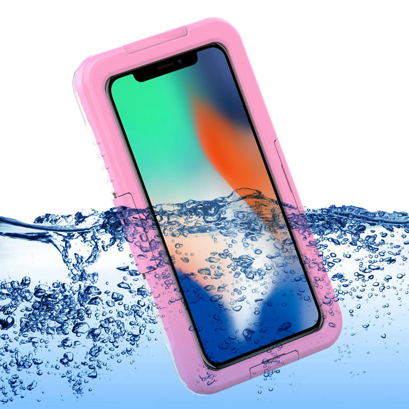 아이폰 XS Max 휴대폰에 적용되는 방수팩 (핑크)