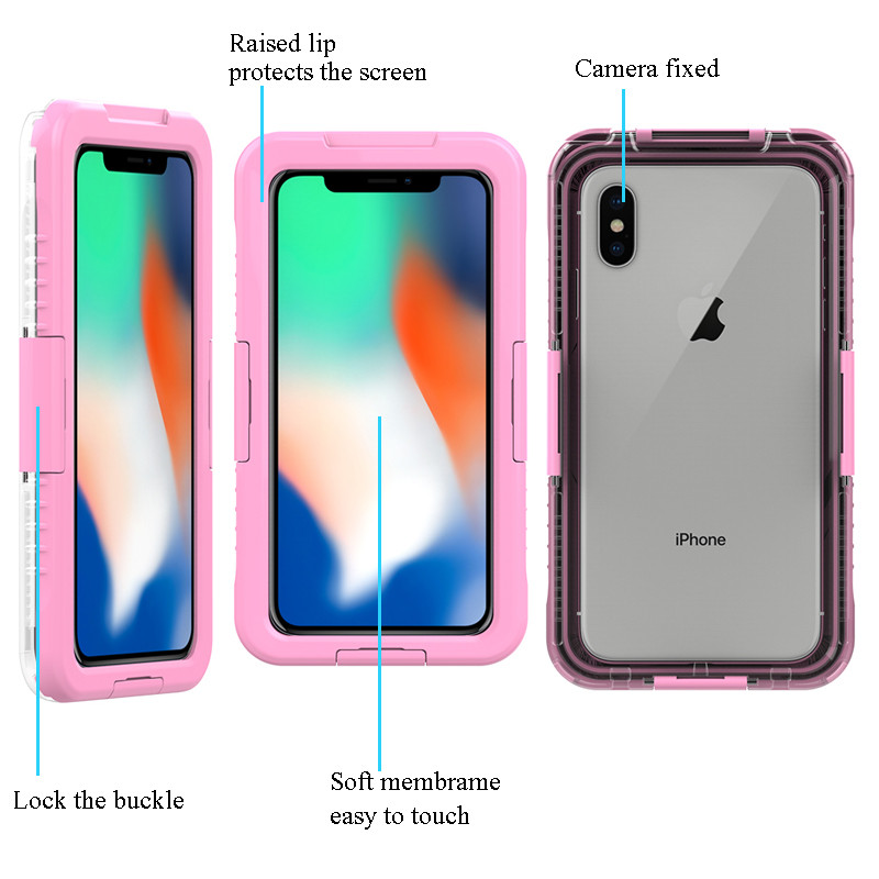 아이폰 XS Max 휴대폰에 적용되는 방수팩 (핑크)