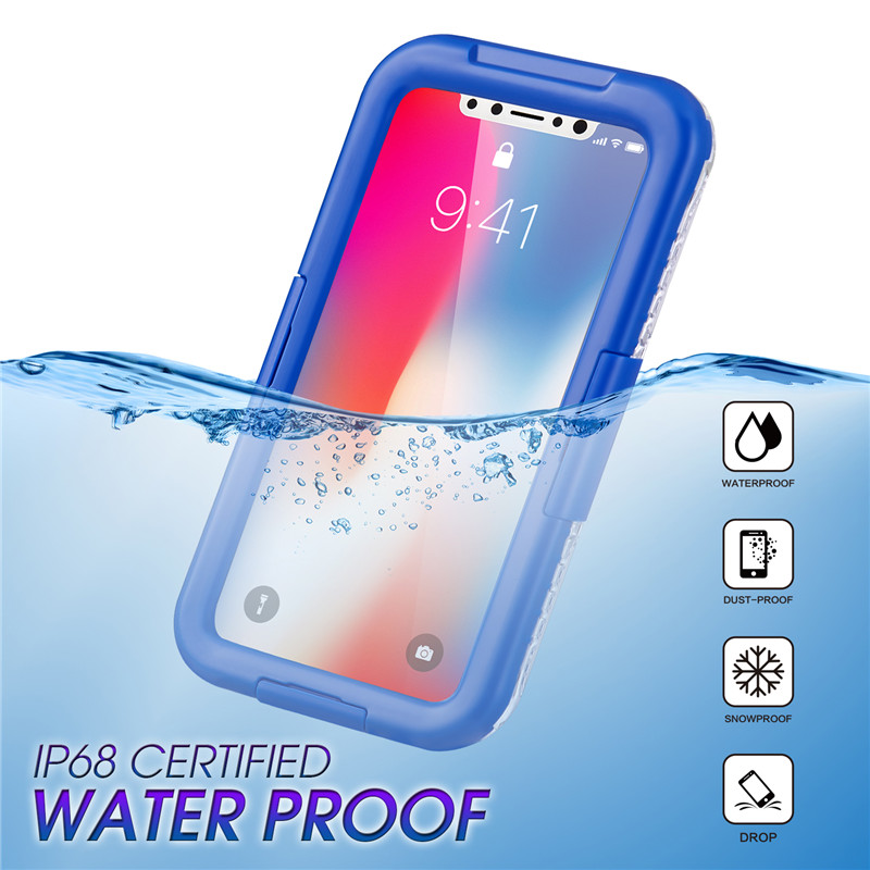 IP68 iphone 휴대폰으로 수영 저고리 베스트 방수 아이폰 XS 휴대폰 케이스(파란색)
