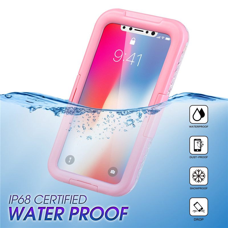 아이폰 XR ip68 방수폰 지갑 만사 모두 보호세트 (핑크)
